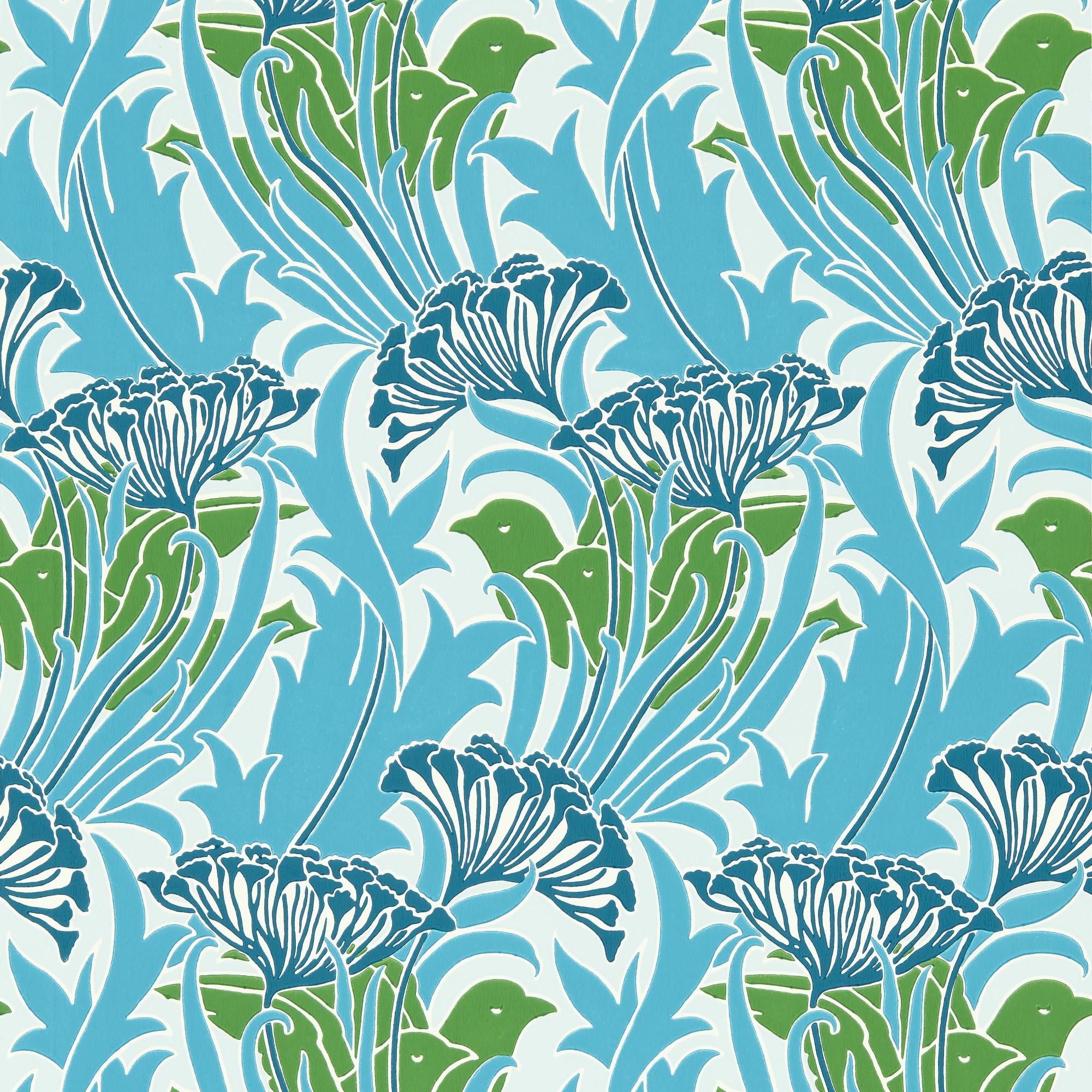 Laceflower Wallpaper 217355 By Morris Co In Garden Green Lagoon